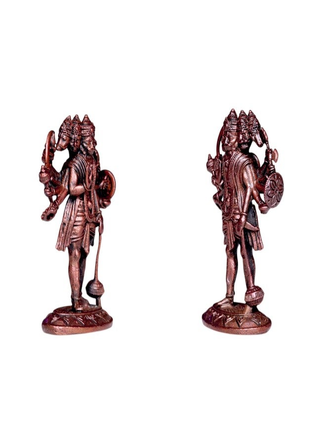 RAISOM Pure Handmade Copper Mini Panchmukhi Hanuman Ji Idol | Platina Antique Finish | Ideal for Home Temple, Car Dashboard, Gifting, Housewarming & Home Decor | Height: 5 cm, Weight: 40 Grams - Image 3